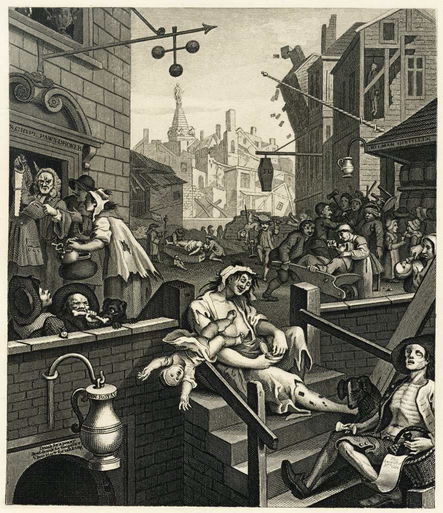 William Hogarth, "Gin Lane", 1750 (image from Wikimedia Commons)