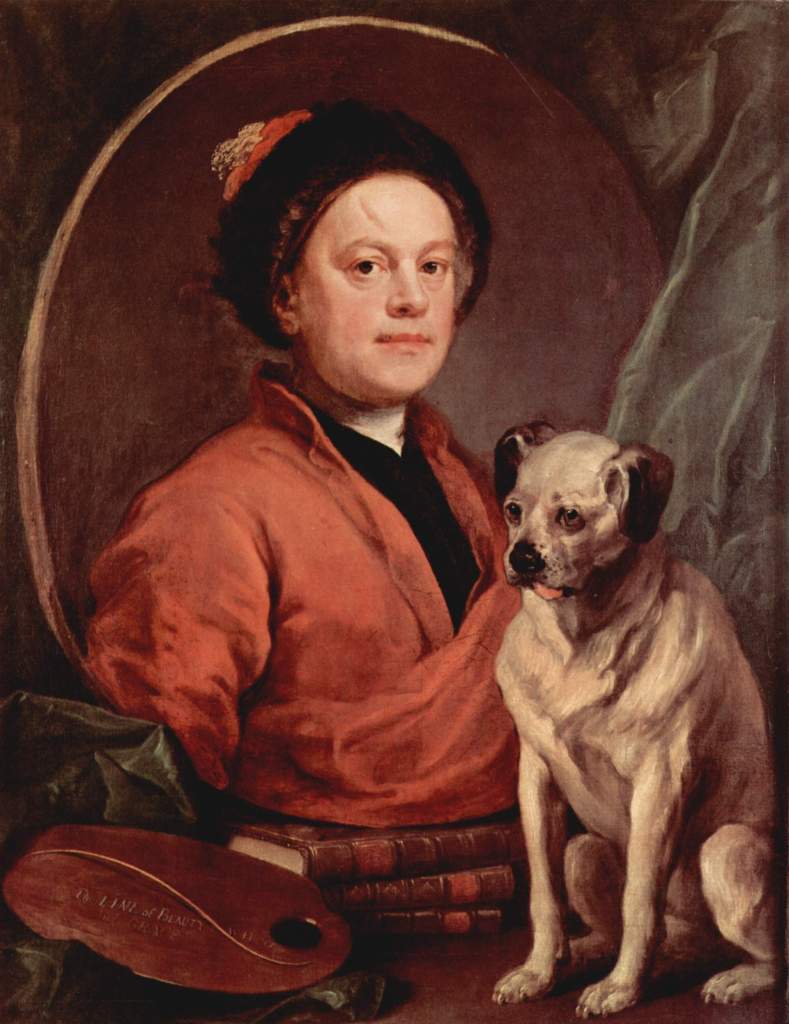 William Hogarth, "The Painter and his Pug", 1745 (image from Wikimedia Commons)